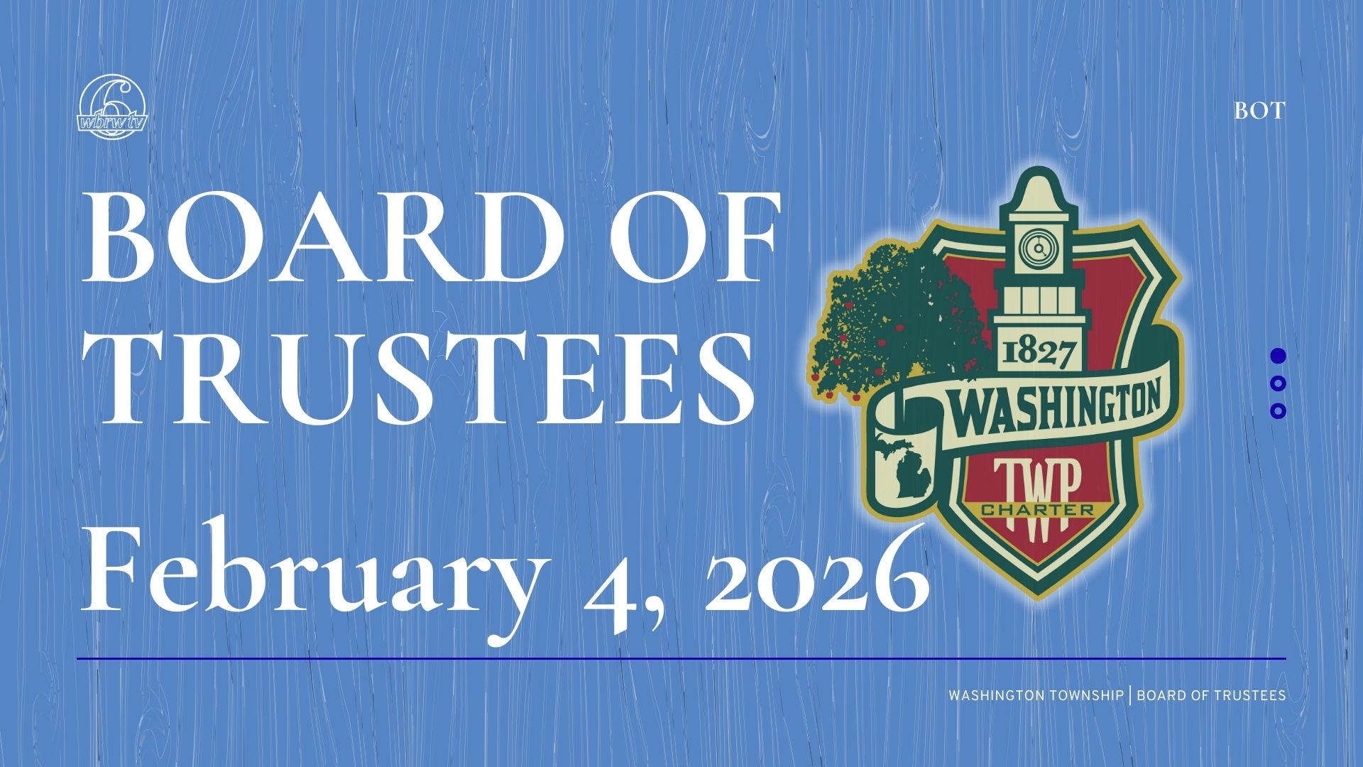 Thumbnail image for Washington Township Board of Trustees Regular Meeting - Feb. 4, 2026