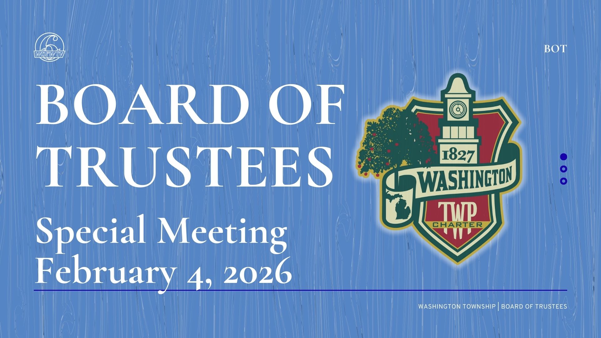 Thumbnail image for Washington Township Board of Trustees Special Meeting - Feb. 4, 2026